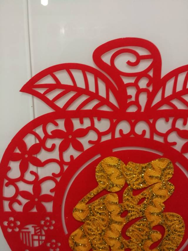 Flocked paper-cut window decorations, apple and "Fu" character decals, Spring Festival decorative stickers, festival supplies, folk custom supplies 8 details Picture