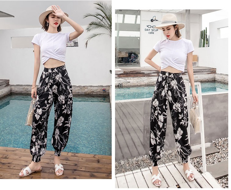 Real photos of Balinese ethnic style, Bohemian printed beach pants, women's loose Harem pants, lantern pants, Thai flower pants Specification image