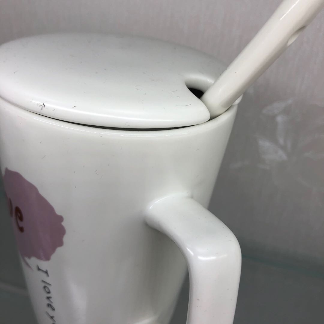 爱心陶瓷杯水杯带勺咖啡杯牛奶杯学生茶杯礼品细节图
