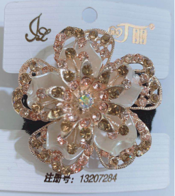 Factory direct selling boutique flannelette ring rhinestone headgear fashion joy-tie-hair accessories Korean version adult horsetose rubber band crystal headgear hair flower hot style head tie hair ring thumbnail