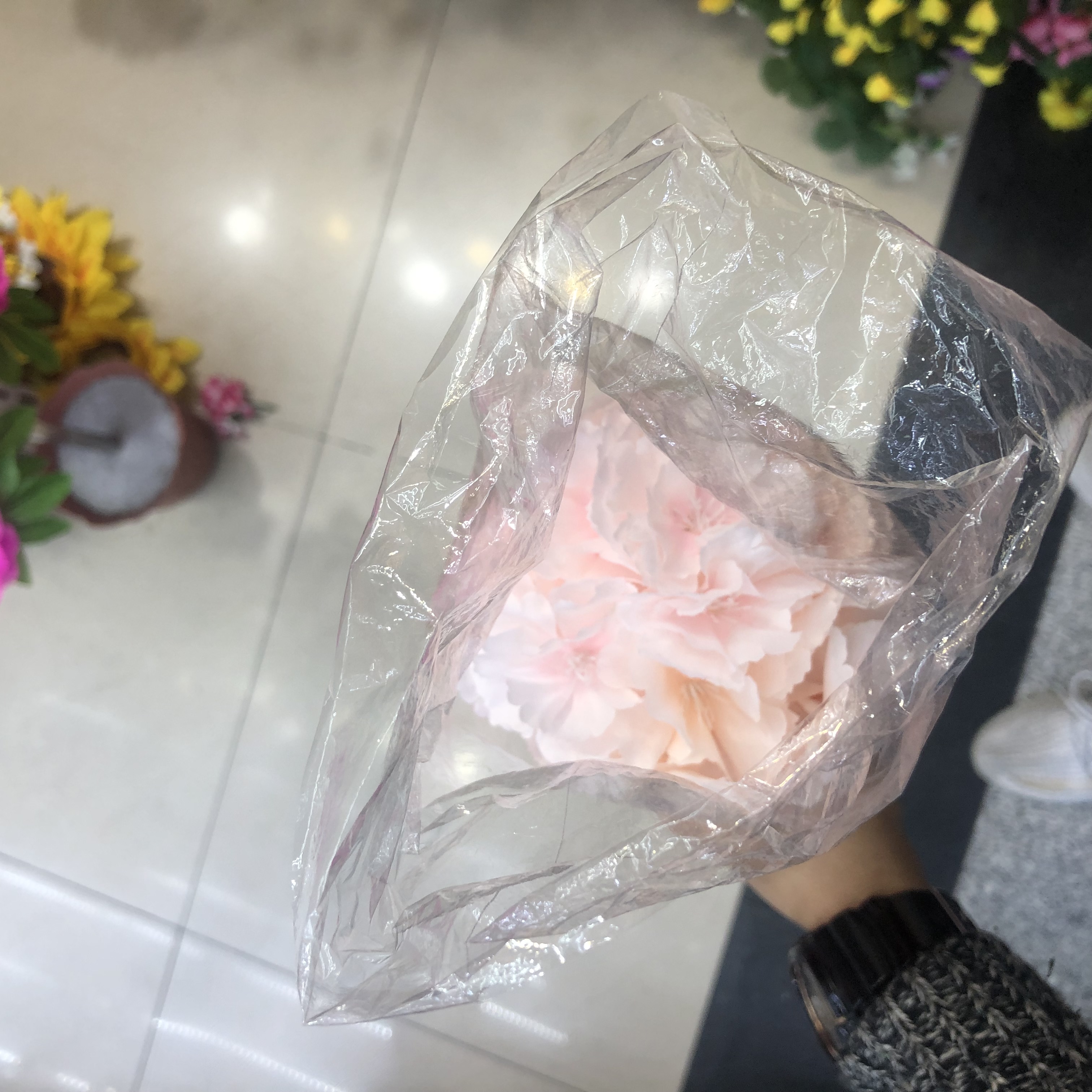 仿真松月樱花假花桃花绢花餐桌婚庆干花插花花束拍摄道具产品图