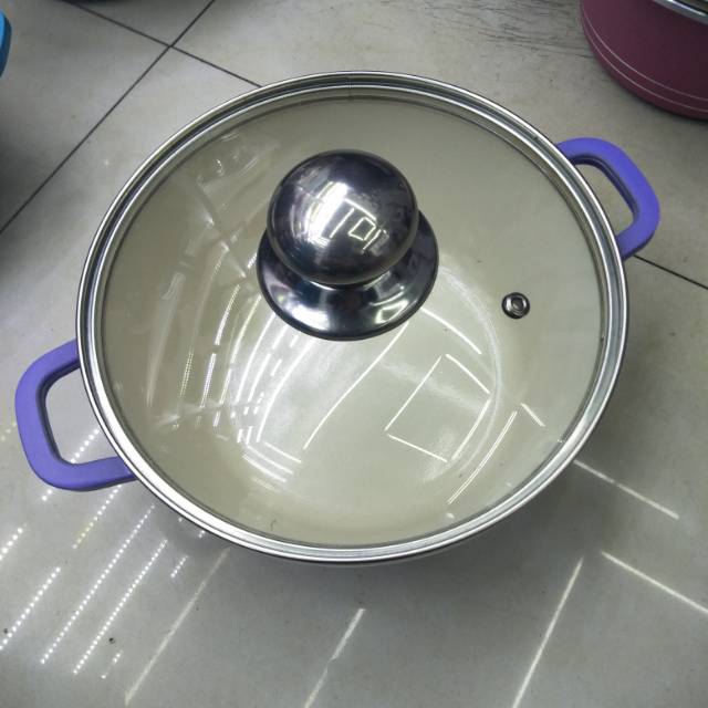 Non-stick pan, double-ear tourmaline soup pot, thickened double-bottom small soup pot, household stew pot, boiling pot, induction cooker, gas cookware