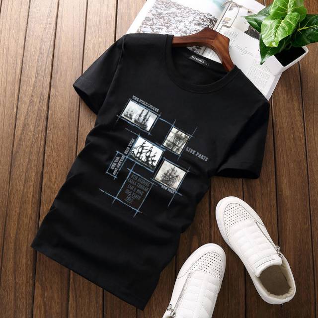 男装新款潮牌刺绣t恤男纯棉夏季男士短袖韩版宽松衣服学生透气体恤产品图