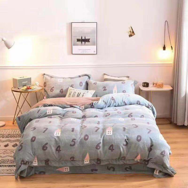 Fresh Cartoon Letters Ins Wind New Cotton Wool Four-Piece Set 200*230 Specification drawing