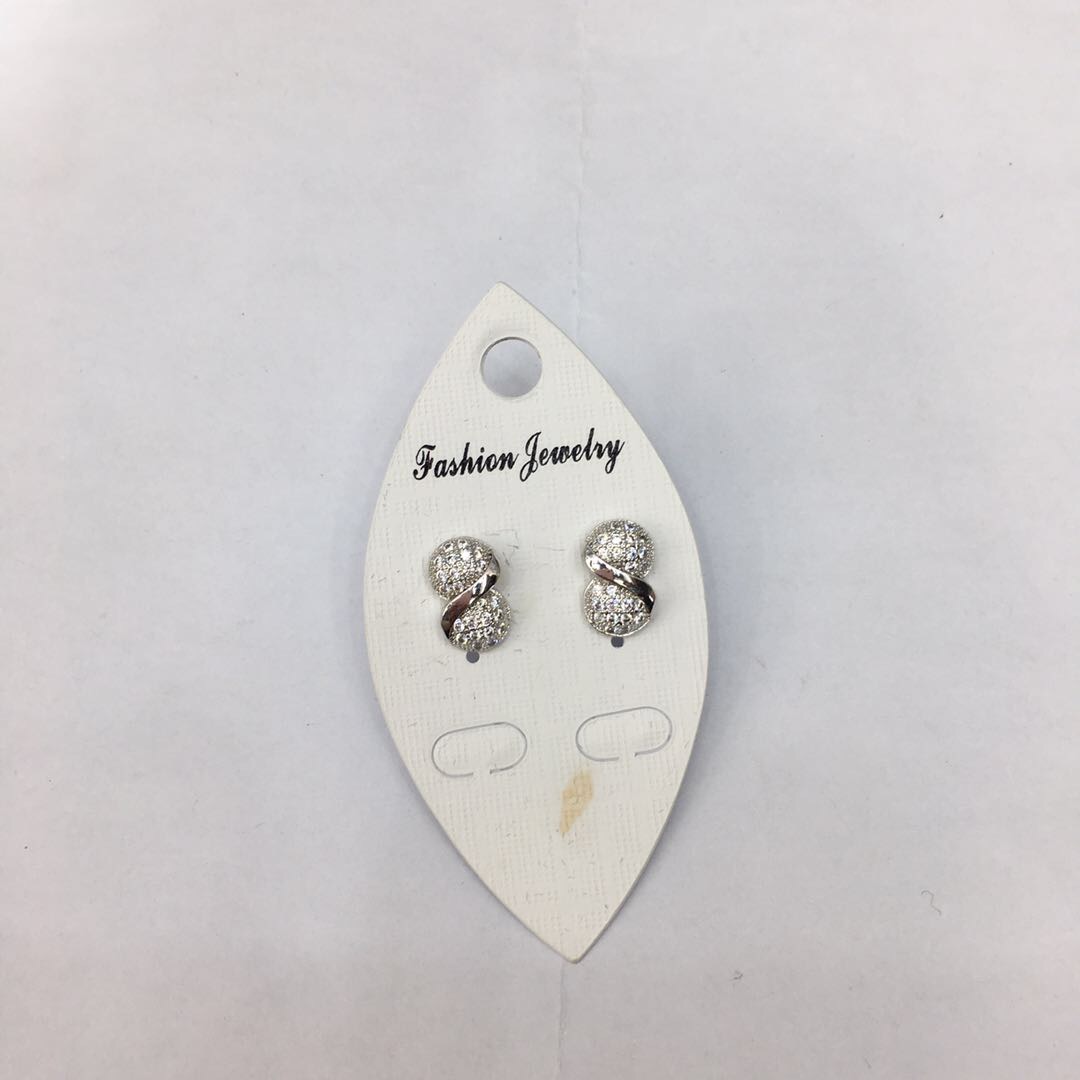 欧美畅销热卖葫芦形合金镀银微镶锆石成人耳钉厂家直销