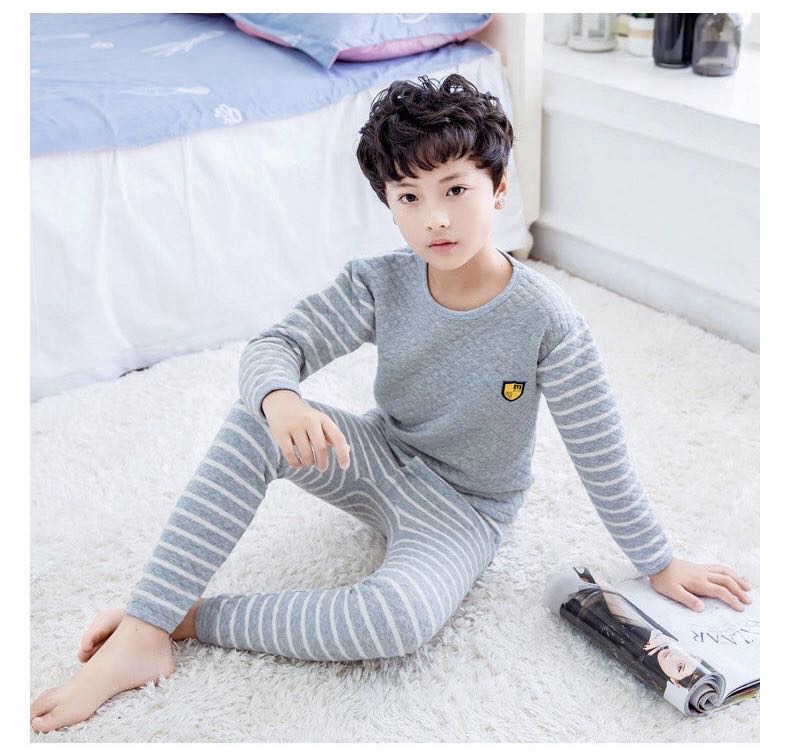 Boys' Three-Layer Thermal Underwear Set Thickened Children's Cotton Sweater Large Children's Long Johns Specification drawing