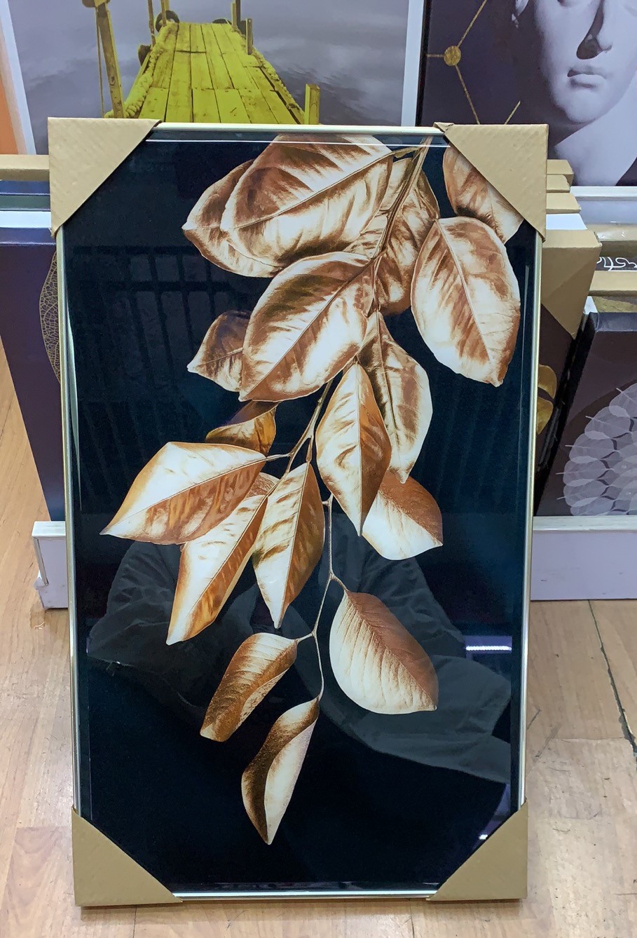 Crystal porcelain painting light luxury model room living room decoration painting, modern and simple sofa background wall painting, bedroom three-section hanging painting