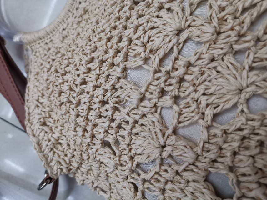 Ladies' paper beach rope woven soft casual beach bag, straw woven bag details Picture