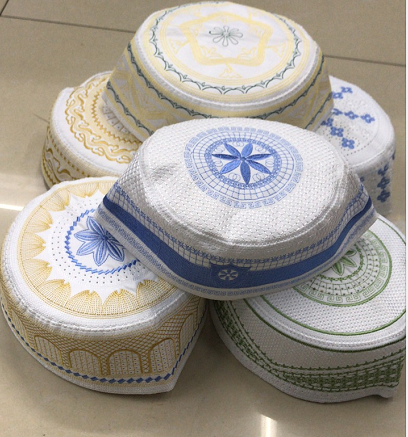 Men's Hat Hui Men's Worship Hat Pakistan Embroidered Embroidered White Hat