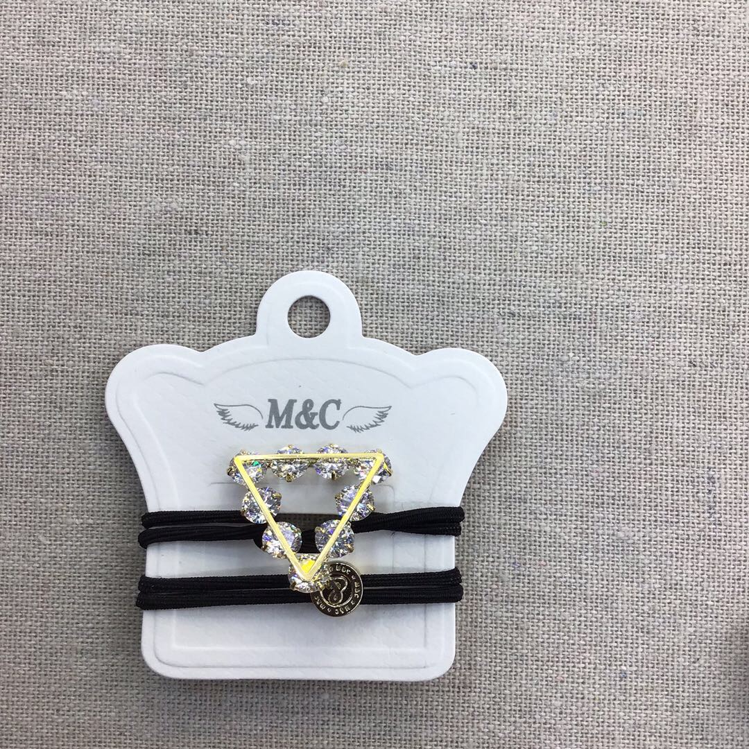 Korean-style diamond-encrusted triangular double-strand nylon black rubber band