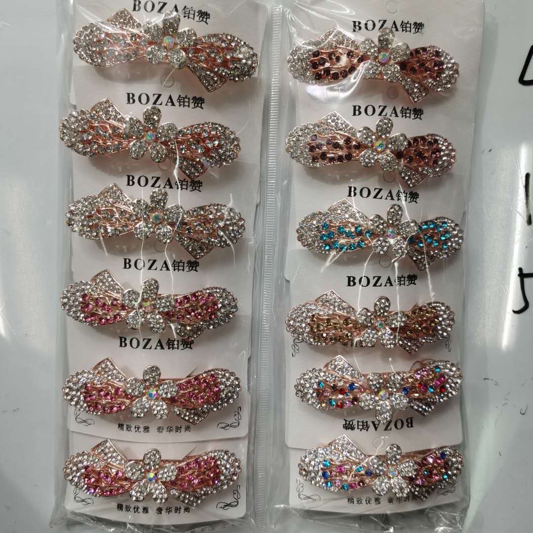 Fashionable Ladies Everything New Hot-Selling Hairpin Alloy Rhine-Diamond Bow Head Buckle details Picture