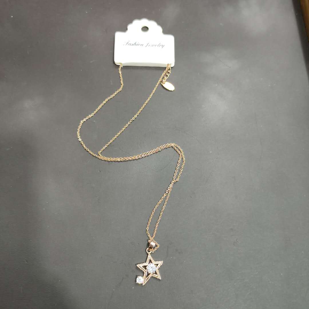 Hot popular copper pentagram diamond pendant fashion copper feminine necklace full figure