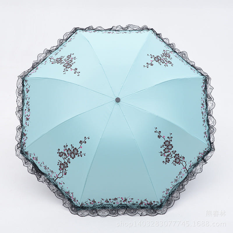 Folding sun umbrellas, printed lace ladies' black rubber umbrellas, UV-resistant sunshades, logo printable advertising umbrellas, wholesale details Picture