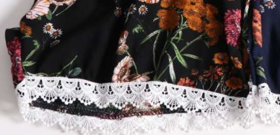 碎花朵印花雪纺阔腿短裤女夏季韩版花苞松紧腰抽绳细节图