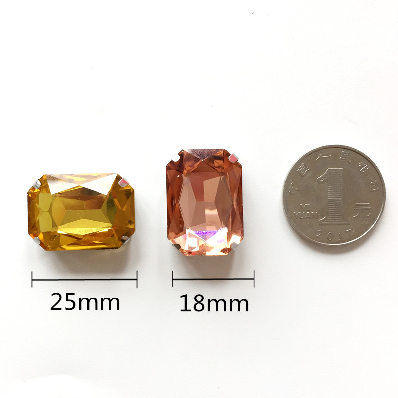 Rectangular glass hand-sewn claw diamond, colorful large gemstone clothes, dance costumes, decorative diamond stickers, diy accessories and auxiliary materials Specification image