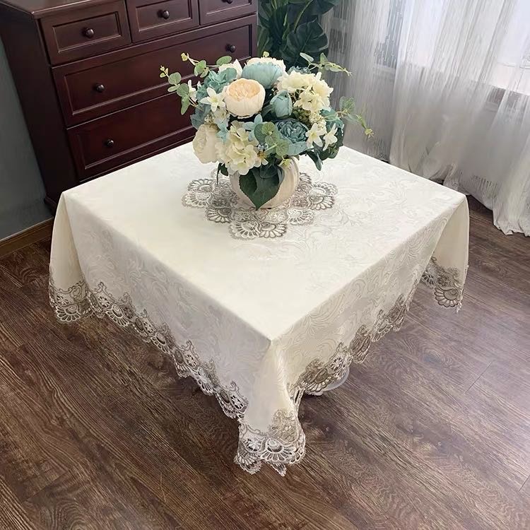 艺源欧式茶几桌布正方形布艺餐桌布四方蕾丝盖布