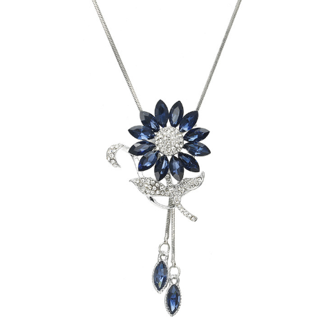 镶钻向日葵毛衣链跨境热卖长款挂坠百搭服饰时尚饰品批发