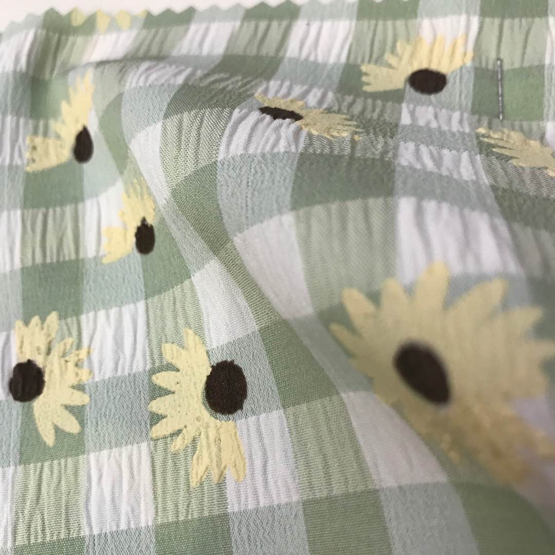 Daisy Bubble Yarn-Dyed Plaid Shirt-Skirt Fabric Handmade Diy details Picture