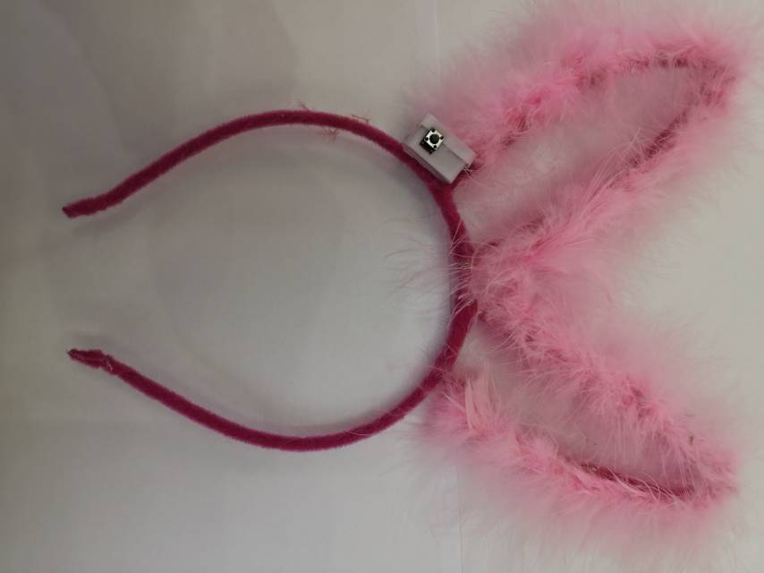 粉色羽毛兔耳朵可发光发箍美观大方厂家直销