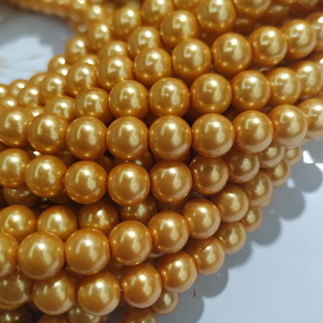 Golden imitation glass pearl bracelet with beads, DIY handcrafted creative accessory and craft jewelry Specification image