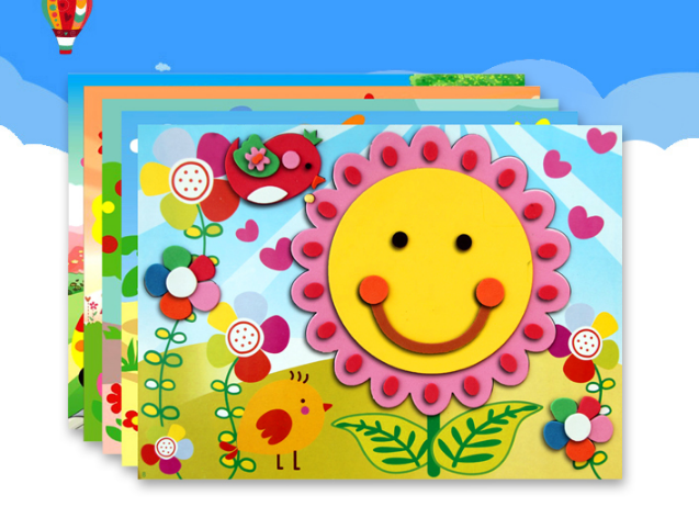Huangcheng Stationery Office Culture Learning Stationery Stickers Eva Three-Dimensional Stickers Children Handmade Materials Package Kindergarten Diy Creative Educational Toys 3D Paste Paper