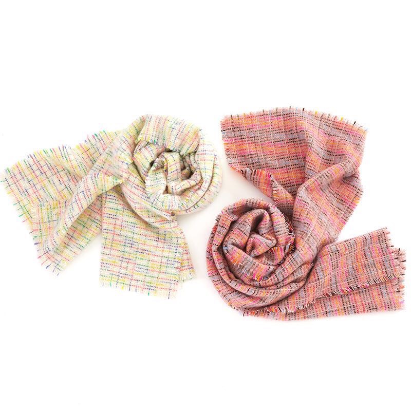 A versatile and trendy mixed-color woven scarf shawl for women details Picture