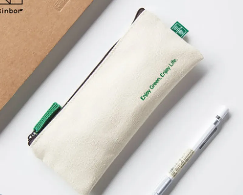 Student Pen Bag Canvas South Korean Creative Simple Pu Girls Stationery Pencil Bag Carry-On Storage Clutch