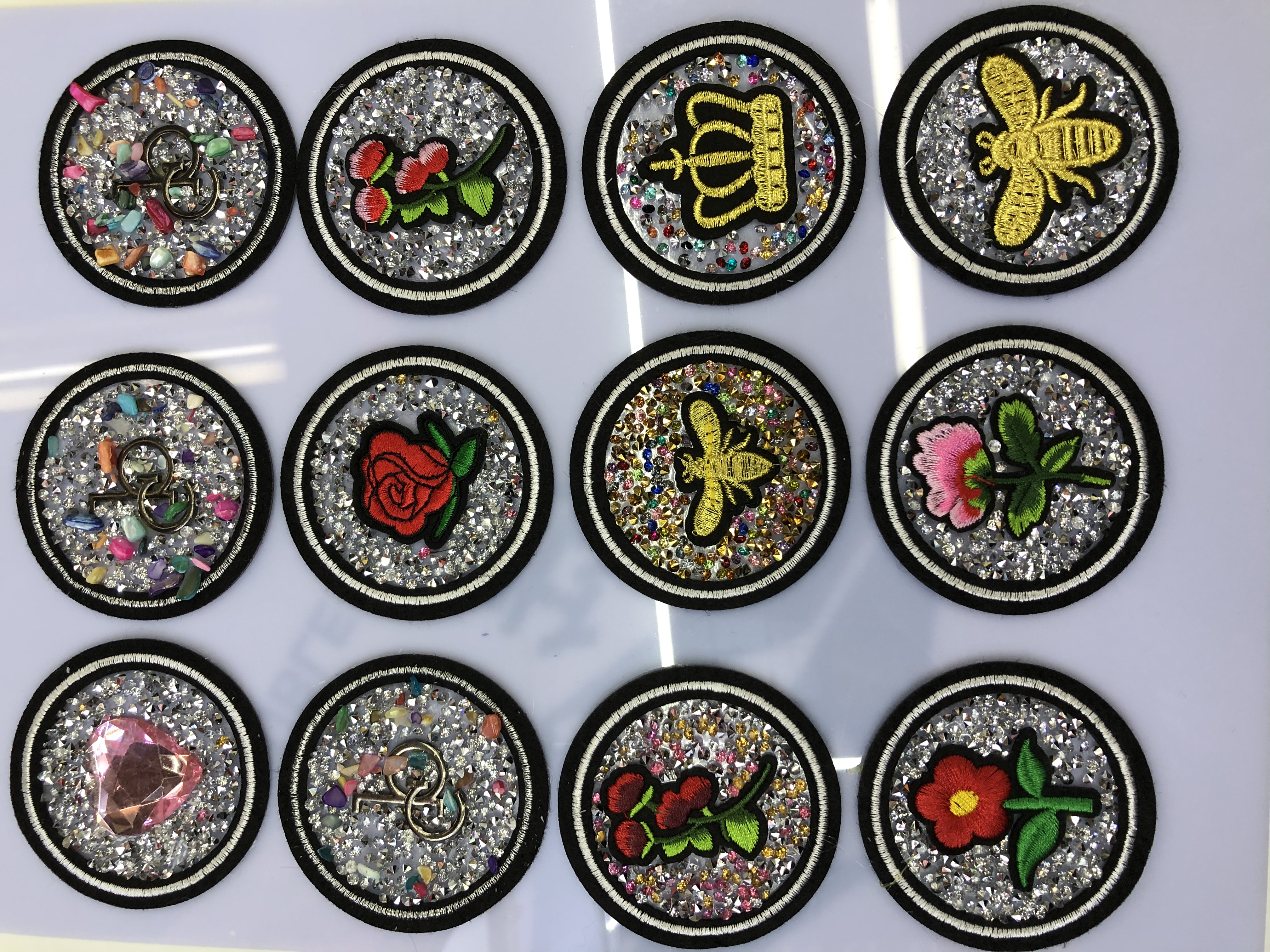 Embroidered Lettering Inlaid Diamond Rubber Mesh Series Hot Drawing Hot Drawing Clothing Accessories Decorative Accessories