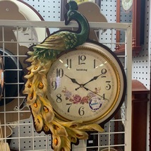 座钟钟表挂钟时间挂件家居客厅计时工具摆件孔雀创意