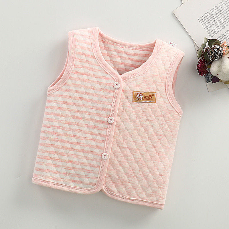 Autumn And Winter Baby Color Cotton Warm Vest Three Layers Of Cotton Children's Vest Boys And Girls Plus Fleece Vest