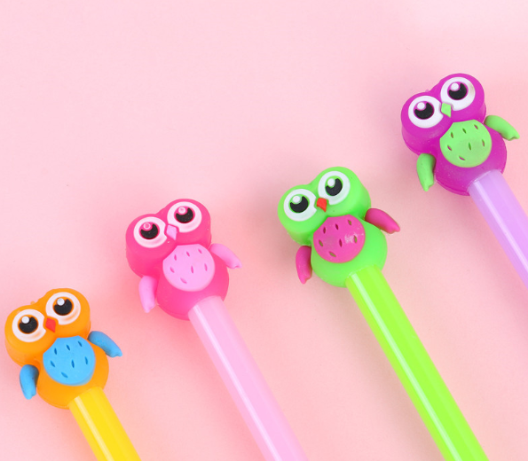 可爱卡通猫头鹰学生个性中性笔考试写作黑色水笔儿童玩具礼品笔产品图