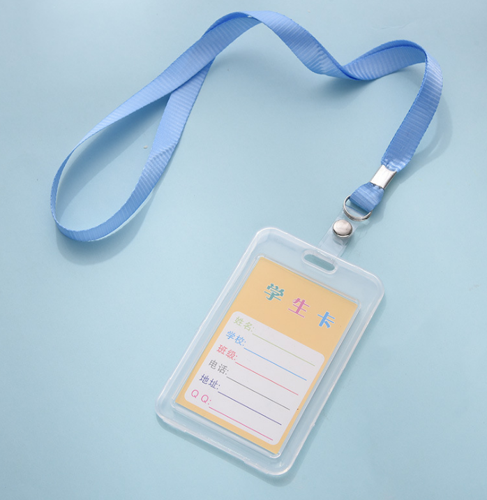 Transparent ID card holder, work ID card holder, lanyard, printed logo, factory name, custom-made employee work ID details Picture