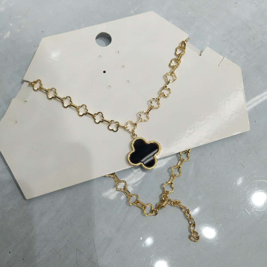 黑色梅花好金色电镀式项链挂链