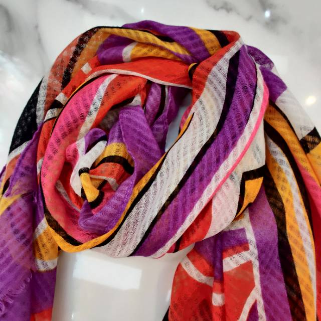 Japanese And Korean Trend Spring And Autumn Colorful Striped Cotton Textile Scarf For Women details Picture