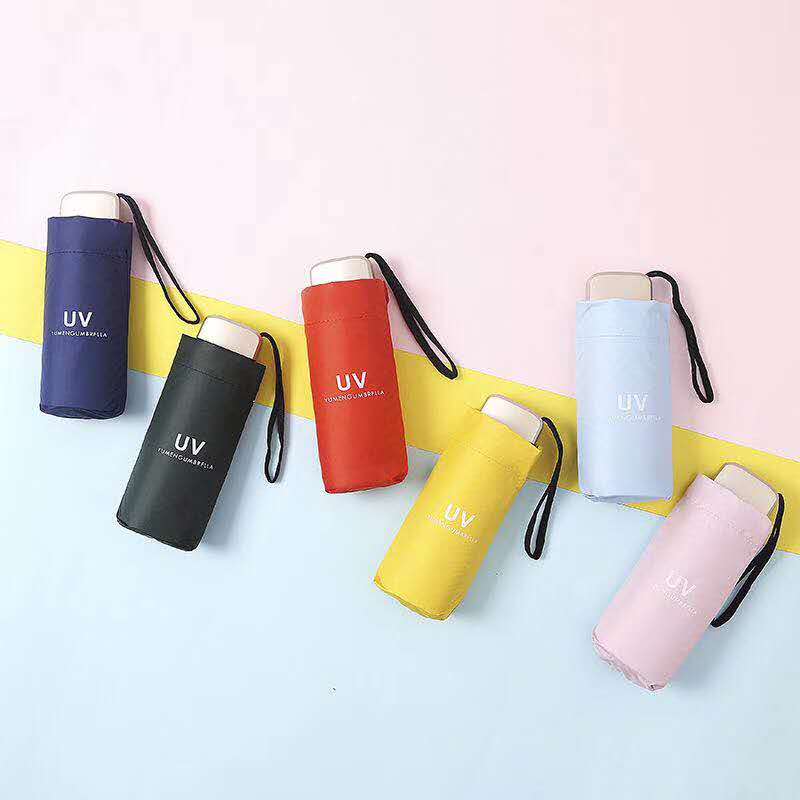 Uv Five Fold Umbrella Mini Sun Umbrella Ultra Light Compact Rain And Sun Pocket Umbrella Sunblock Umbrella Protection Against Uv Rays details Picture