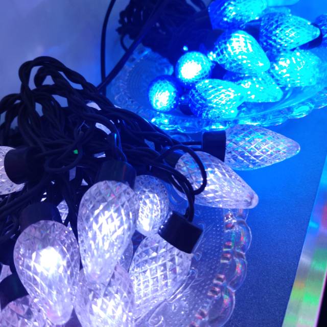 婚礼圣诞装饰透明蓝色小灯串户外防水led彩灯闪灯串灯圆球彩灯串电池usb款产品图