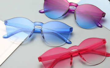 Frameless one-piece jelly transparent sunglasses, European and American candy-colored sunglasses, one-piece ocean sunglasses for men and women