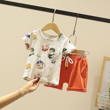 婴儿衣服男童夏装套装小宝宝纯棉短袖两件套2020新款网红女童洋气