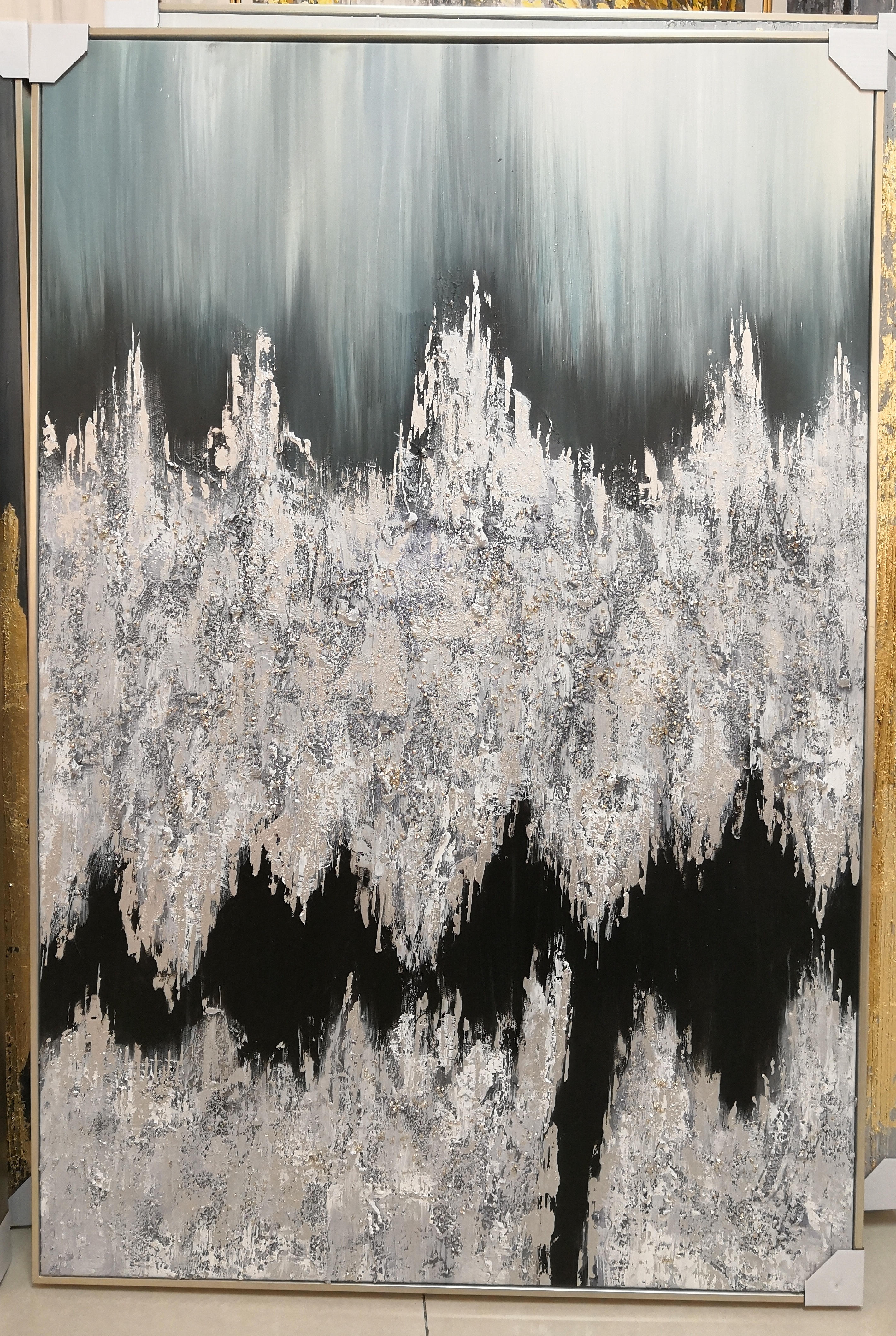 冰晶手绘油画现代抽象画大幅玄关风景装饰画简约美式客厅挂画