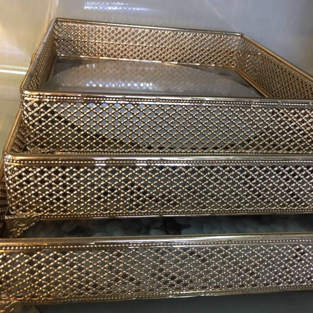2021新款镀金方形镂空雕花托盘四件套工厂直销热销
