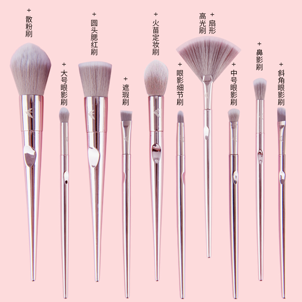 Yiren Baby Xuanfen Rose 10-piece Makeup Brush Set, a complete set of brushes for beginners with blush, foundation and contouring details Picture