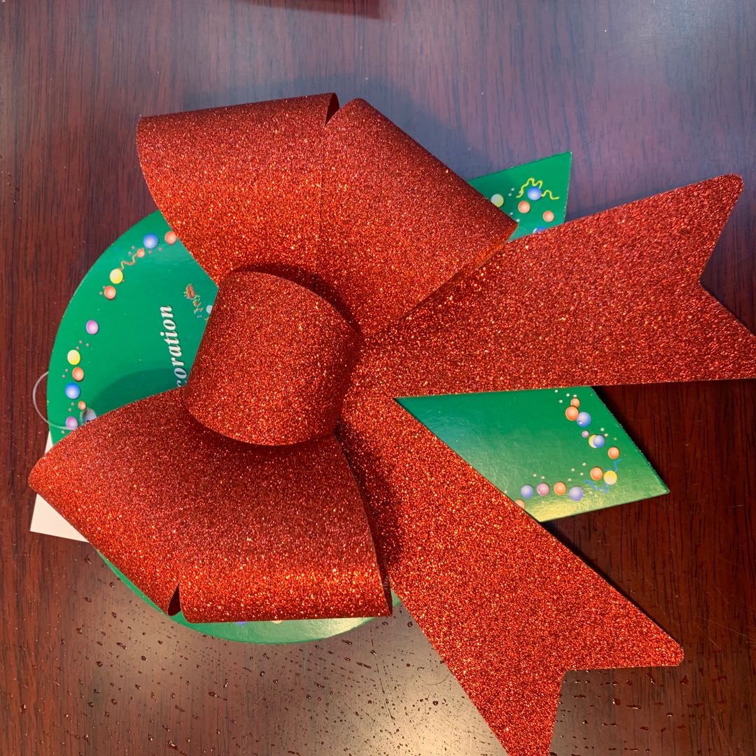 圣诞节装饰品红色双耳葱粉蝴蝶结挂饰