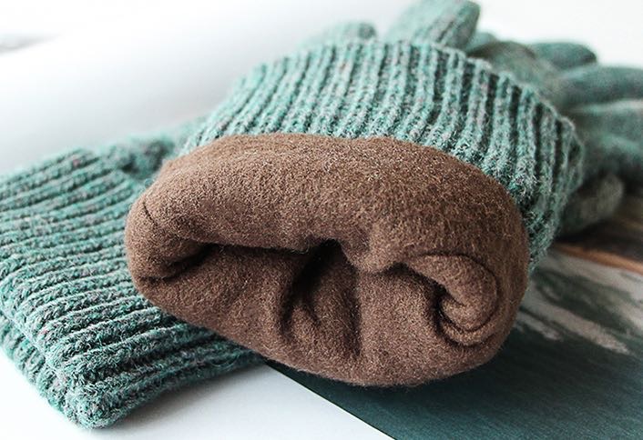 冬季加厚羊毛触屏保暖手套 情侣款针织羊毛线手套产品图