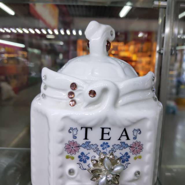 TEA，白色陶瓷密封罐糖罐茶罐产品图