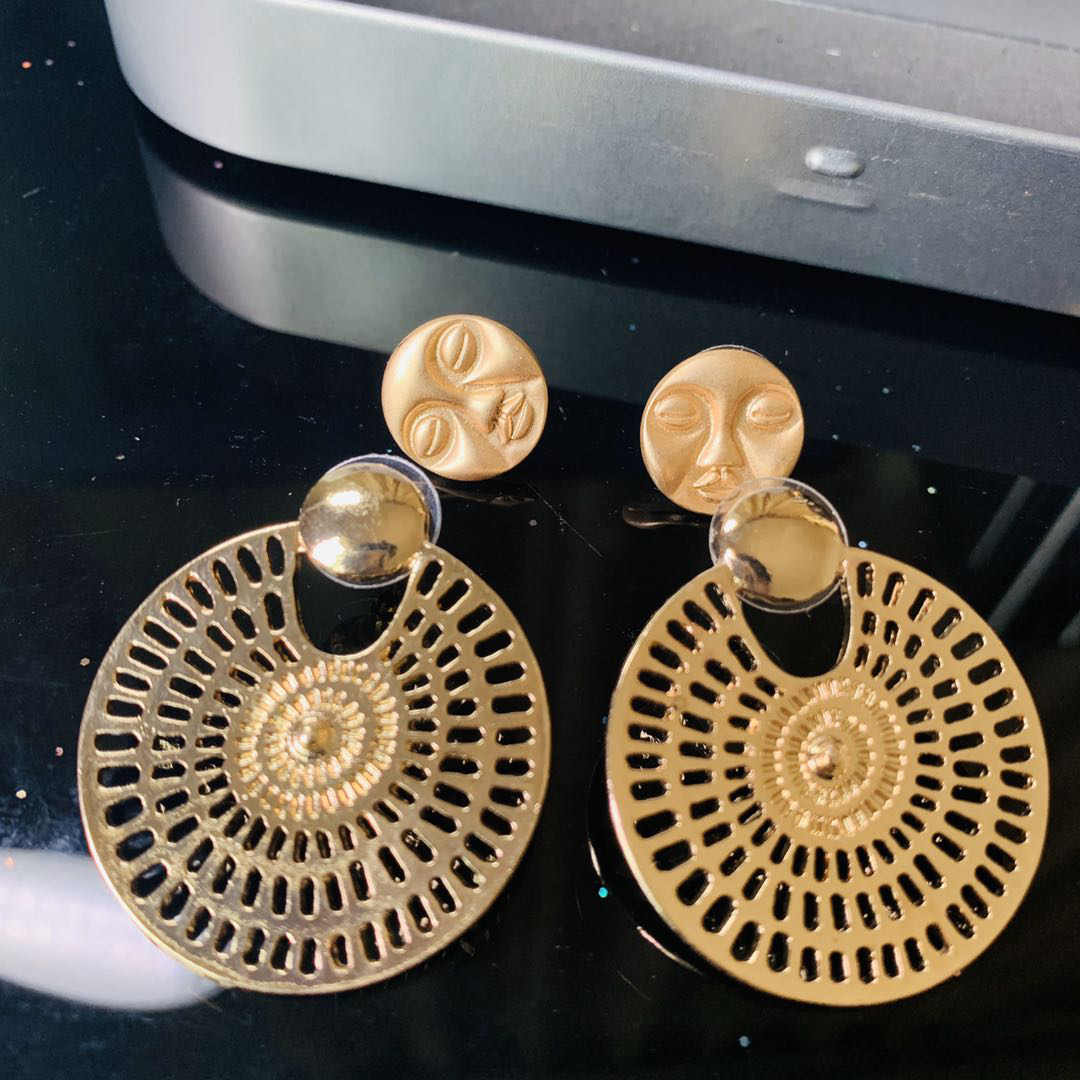 Earring Alloy Material Retro Fashion With Internet Red Temperament Street Shot Double Earrings