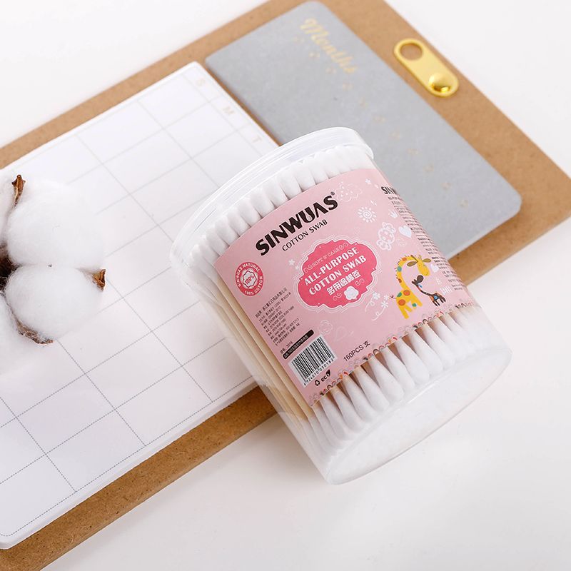 160支平盖圆盒竹棒棉签 鑫汇牌时尚环保一次性棉签厂家直销耐用