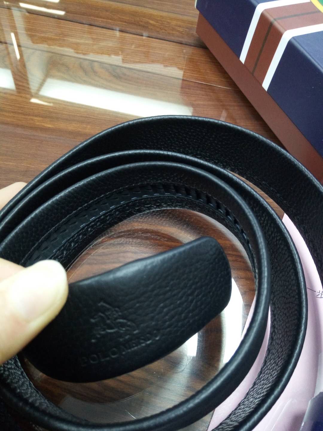 保罗BL-2米字男士皮带真皮头层牛皮青年裤带商务腰带自动扣细节图