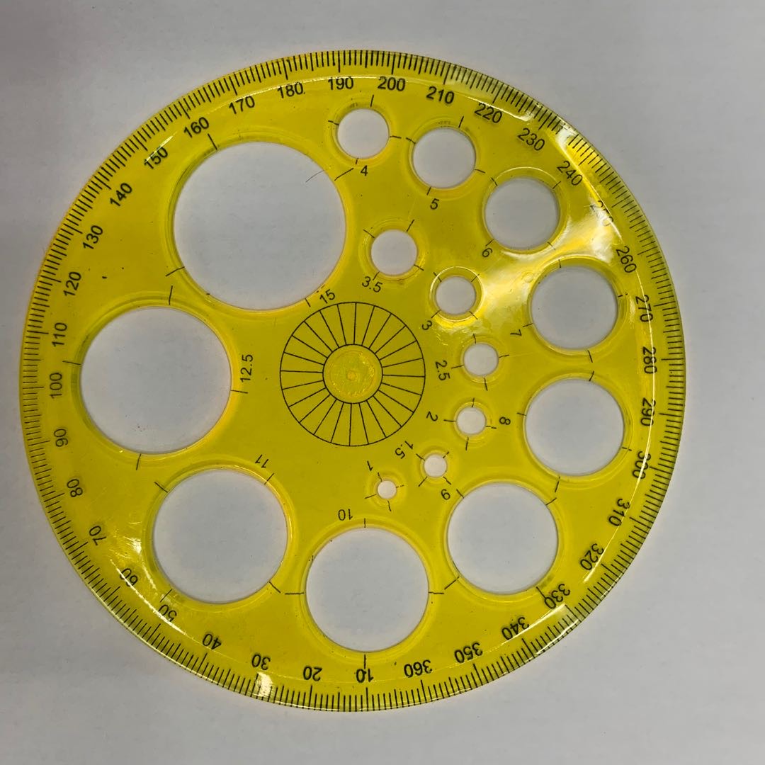 圆尺子 多功能 圆圈 圆形各种图形的尺子各三角板透明蓝色全圆