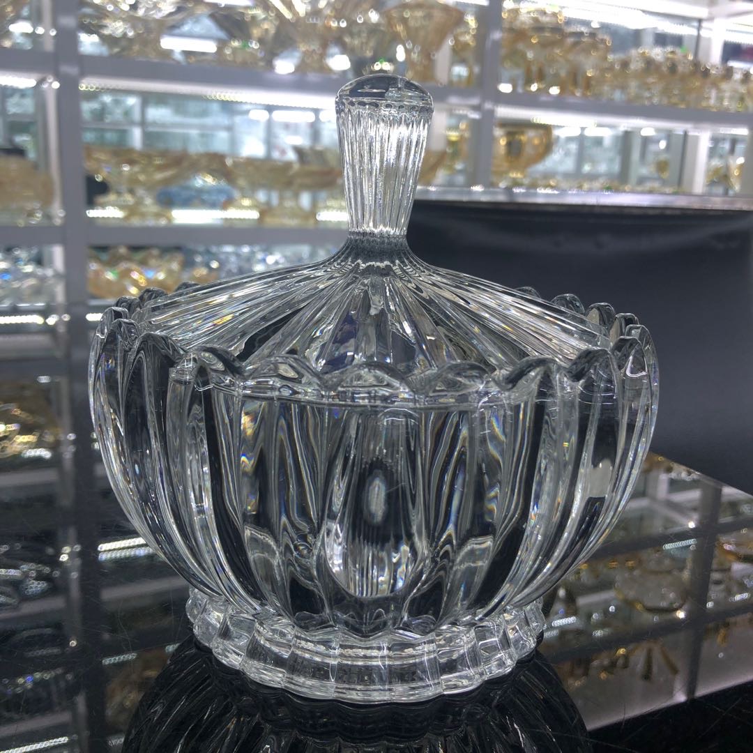 European crystal glass sugar bowl with lid sugar bowl dry fruit bowl thumbnail