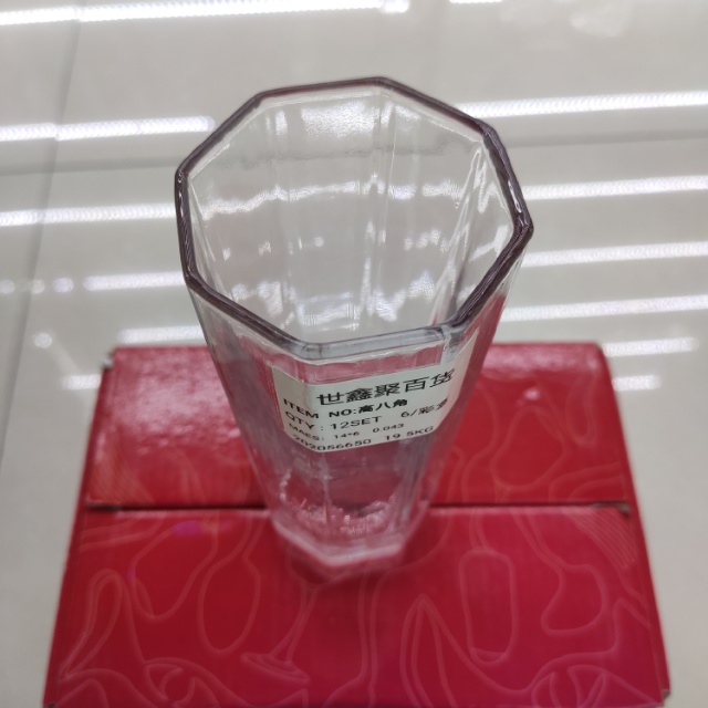 八角玻璃水杯，价格是一套（6个）的价格。